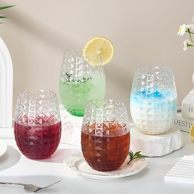 20 Pack Plastic Wine Glasses, 16Oz Disposable Wine Glasses Unbreakable Clear Plastic Cocktail Glasses Recyclable Shatterproof Reusable Wine Cups