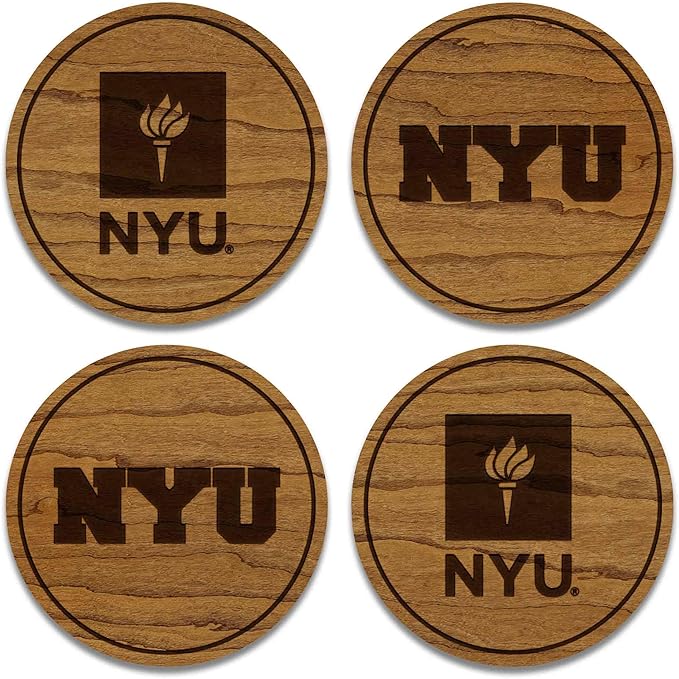 LazerEdge New York Violets Wooden Coaster Set - Cherry Wood - Officially Licensed Product - 4-Pack