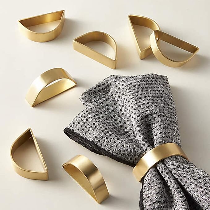 Cuff Brushed Gold Napkin Rings Set of 20, Modernist Napkin Ring Holder for Wedding, Banquet, Metallic Adornment for Table Settings, Glossy Serviette Buckles Decor