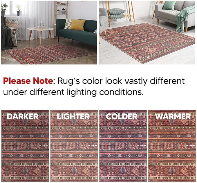 Keen Home Design 2x12 Rug - Machine Washable Runner Rug with Non-Slip Backing, Ideal for Hallway, Entryway, Kitchen, Laundry Room - Vintage, Easy Clean, Durable, Low Pile - (2'6" x 12')