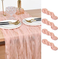 Joanlody Peach Cheesecloth Table Runner Spring Easter 10Ft Rustic Gauze Boho Cheese Cloth Table Runner for Wedding Bridal Baby Shower Decoration 4 Pack