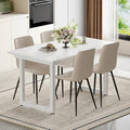 Extendable Dining Table Set for 4, 55"–71" Modern White Kitchen Table with 4 Upholstered Chairs, Space-Saving for Living Room Apartment, Sturdy & Comfortable, Easy Assembly