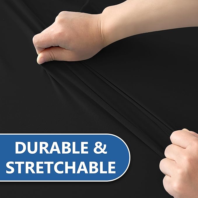 Spandex Table Cover for 6 foot Rectangle Tables-6 Pack Fitted Stretch Black Tablecloth-Elastic 6ft Folding Tablecloths for Party, Vendor Booth Display, Banquet Buffet Event, Craft Trade Show