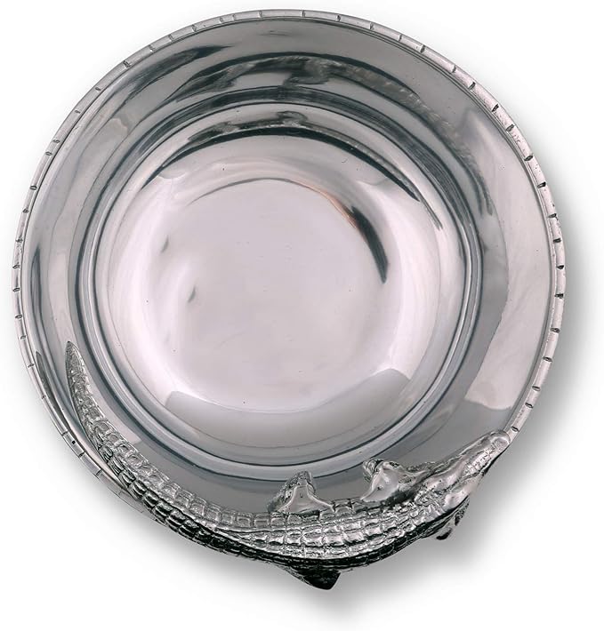 Arthur Court Designs Aluminum Metal Alligator Gator Skin Pattern Nut Snack Side Condiment Bowl 6 inch Diameter