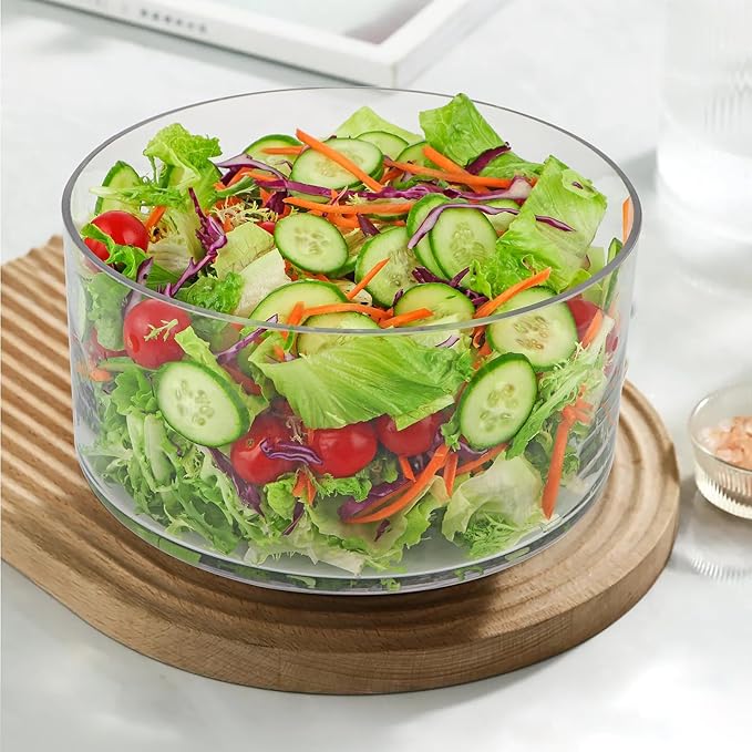 MDLUU Large Glass Salad Bowl,156 Fl Oz, Glass Fruit and Trifle Bowl, Mixing and Serving Bowl for Salads, Dessert, Cake