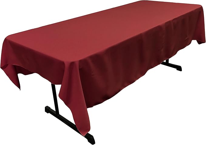 LA Linen Polyester Poplin Washable Rectangular Tablecloth, Stain and Wrinkle Resistant Table Cover 60x84, Fabric Table Cloth for Dinning, Kitchen, Party, Holiday 60 by 84-Inch, Cranberry