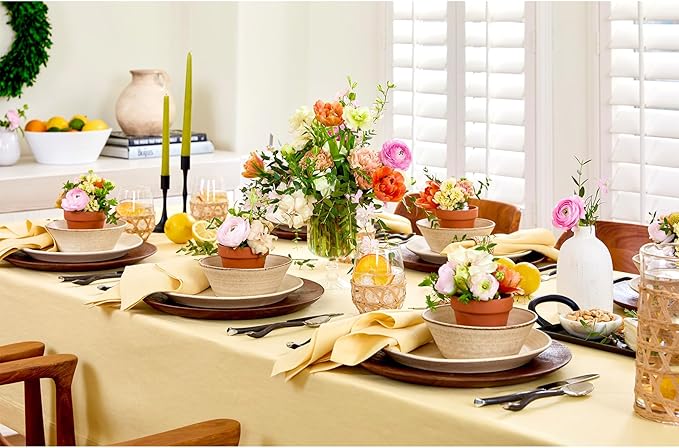 Solino Home Linen Tablecloth for Rectangle Tables 60 x 108 Inch - 100% Pure Linen Golden Straw Table Cloth - Fete, Machine Washable Cloth Tablecloth for Spring, Easter