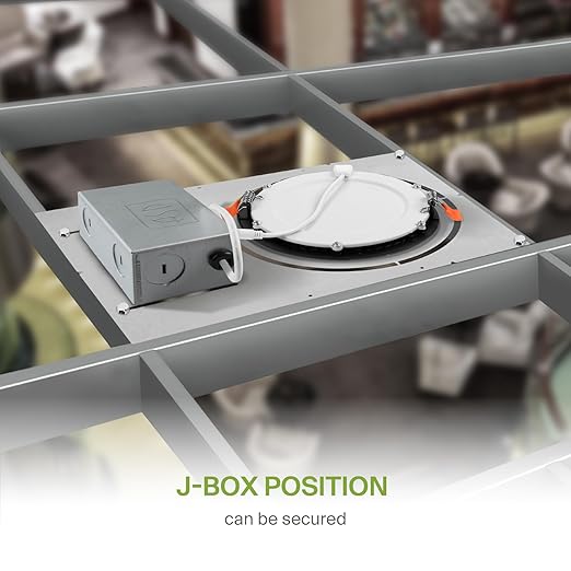 ASD 18 Inch New Construction Mounting Plate with Asymmetric Round Hole - 8/10/12 Inch Flat Steel Rough in Wafer Light Bracket, Shallow LED Recessed Lighting Housing, 6 Pack