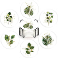 Coasters Set with Holder,Green Plants Absorbent Ceramic Coasters with Cork Base,Cute Funny Table Cup Mat 6 Pcs,Table Home Décor
