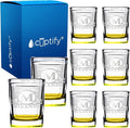 Personalized Square Shot Glasses Set of 8 Yellow Bottom 2oz Engraved Initial and Name Custom Gifts, Weddings, Birthdays, Party, Event, Decorations