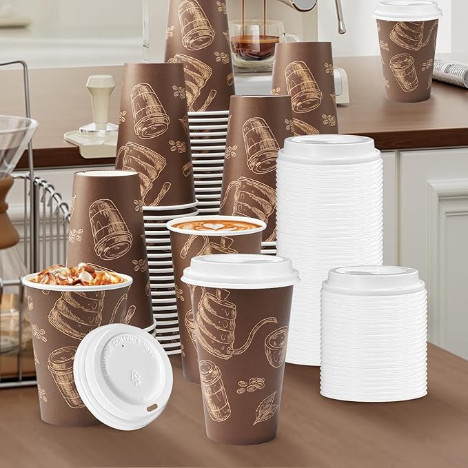180 Pack Coffee Cup Lids - Disposable Coffee Lid, White Plastic Lids for 10, 12, 16, 20, 24 oz Paper Cups, Leak Proof Cup Lid 3.54 Inches/90 mm Diameter