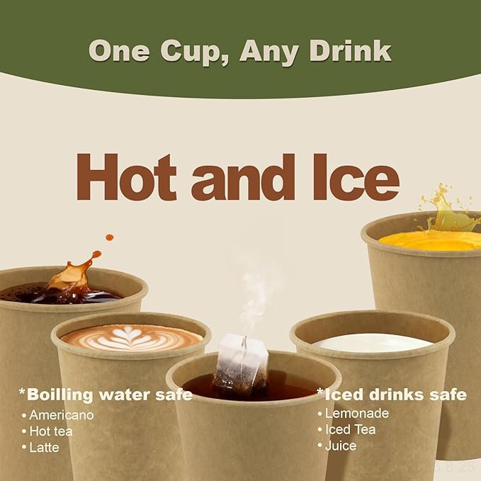 3 oz 600 Pack Disposable Coffee Cups, Bulk Brown Disposable Paper Cups, Coffee Cups for Hot Tea, Chocolate and Cold Drinks