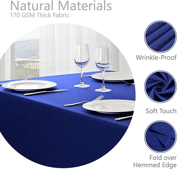 Rectangle Tablecloth Waterproof 60x120 inch Linen Textured Table Cloth Stain and Wrinkle Resistant Washable, Decorative Fabric Table Cover for Dining, Party and Camping, Royal Blue