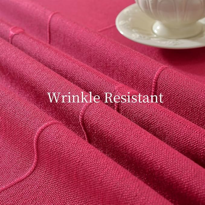 Zobesta Linen Table Cloth Rectangle Table 86 x 53 Inch, Cotton Linen Tablecloth Rectangle Heavy Weight Washable Farmhouse Soft Boho Red Tablecloth for Outdoor, Party, Holiday, Picnic, Dining