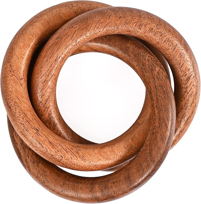 CLEENTABLE Three Ring Napkin Rings Set of 8, Decorative Handcuff Serviette Ring, Napkin Holders Bulk for Party Decoration, Dinning Table, Everyday, Family Gatherings Tabletop Décor (Brown)