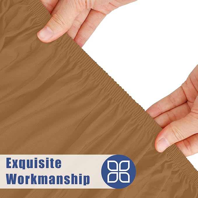 Spandex 4 Foot Rectangle Table Cloth 2 Pack, Elastic Fitted Tablecloths for Picnic, Stretch Washable Patio Table Cover for Outdoor, Camping, Banquet and Parties (Brown, 30"x48")