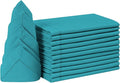Bedding Craft Cotton Cloth Dinner Napkins Set of 12 – 18x18 Teal Hemstitched with Decorative Selvedge Holes & Mitered Corners – Reusable Machine Washable Fabric Napkins for Weddings & Dining