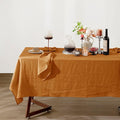 Talasily Linen Tablecloth 100% Pure Linen Table Cloth 60x84 Inches Rectangle Tablecloths Washable Cloths for Kitchen, Dining, Buffet Parties, Holidays, Picnic, Weddings and Restaurants-Caramel