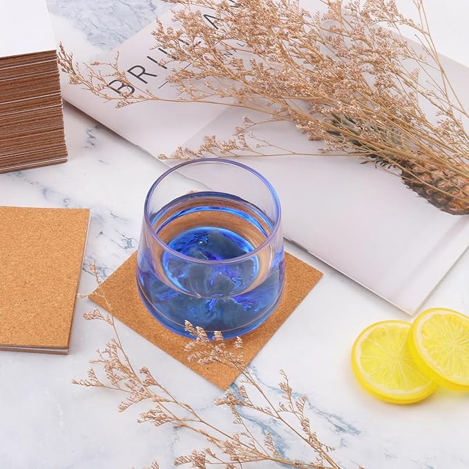 400 PCS 4 Inch Square Self-Adhesive Cork Sheets for Coasters, Cork Coaster Backing Pad for Home Tabletop Decoration