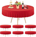 6 Pack Red Spandex Round Tablecloths for 60 Inch Tables, Stretchy Fitted 5FT Cloths, Wrinkle-Free Cover With Skirt for Wedding Party Dining Banquet