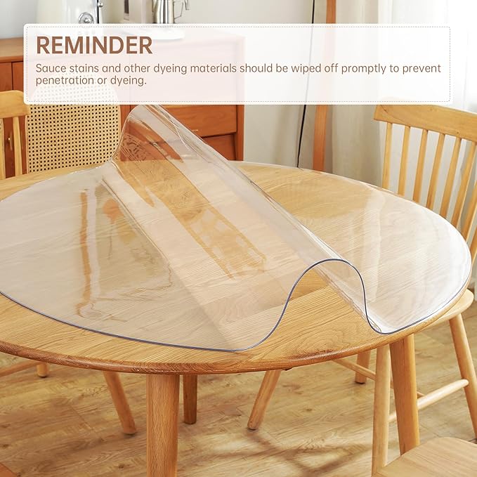 Warmstar Round Clear Table Protector - 42Inch, 2mm Thick PVC Tablecloth for Dining & Coffee Tables