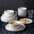 AmorArc Ceramic Dinnerware Sets, Wavy Rim Stoneware Plates and Bowls Sets,Dishwasher & Microwave & Oven Safe Dishes set, Service for 8 (24pc)-Matte White