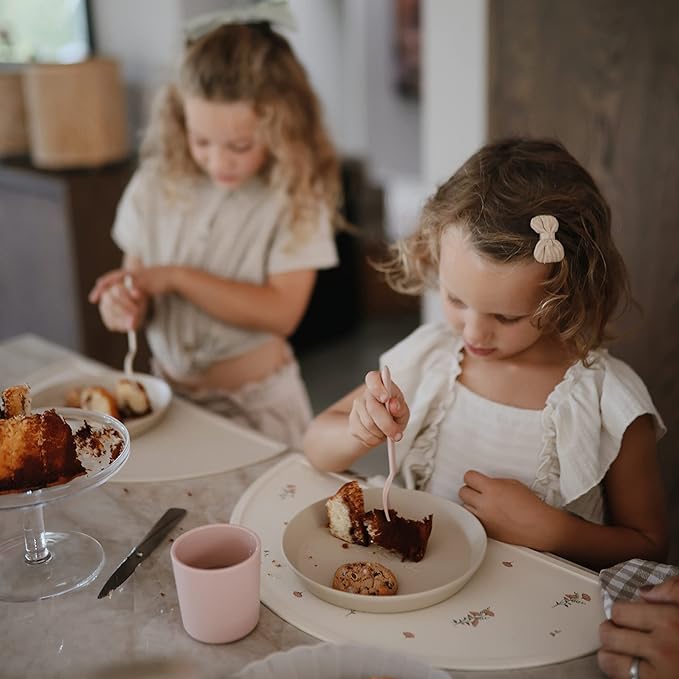 mushie Flatware Fork and Spoon Set For Kids | Made in Denmark (Blush)