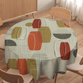 Retro Medieval Bohemian Round Tablecloth, Modern Mid Century Geometric Abstract Print Tablecloth for Home Party Dining Room Kitchen Decor 70Inch(178cm)
