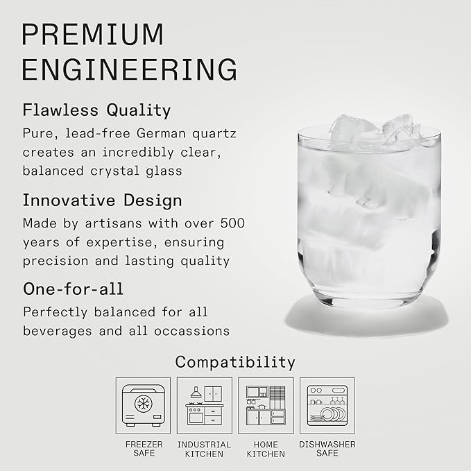 Made In Cookware - Drinking Glasses - 15 oz - Set of 4 - Made of Ultra-Durable Crystal - Crafted in Germany