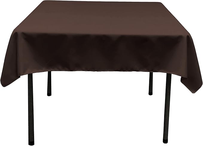 LA Linen Polyester Poplin Washable Square Tablecloth, Stain and Wrinkle Resistant Square Table Cover 52x52, Fabric Table Cloth Square for Dining, Kitchen, Party, Holiday 52 by 52-Inch, Brown