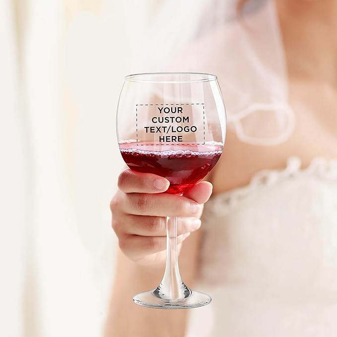 Custom Premiere Wedding Wine Glasses 20.5 oz Set of 48, Personalized Bulk Pack - Restaurant Glassware, Perfect for Red Wine or White Wine - Clear