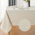 Rectangle 4 Feet Tablecloth 60x84 inch Linen Textured Table Cloth Stain and Wrinkle Resistant Washable Polyester, Decorative Table Cover Waterproof for Dining, Buffet and Camping, Beige
