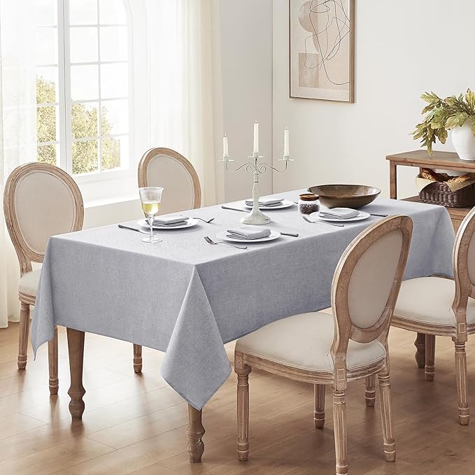 Softalker Tablecloths Rectangular 60x84 inch Linen Textured Table Cloth Outdoor Waterproof, Stain and Wrinkle Resistant, Grey Table Cloths for 6 Foot Rectangle Tables Decor for Party Holiday Birthday