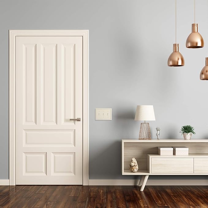 Henne Bery Sunken Pearls Heavy Duty Decorative Wall Plate Switch Plate Outlet Cover, Durable Solid Zinc Alloy (Triple Toggle, Light Almond)