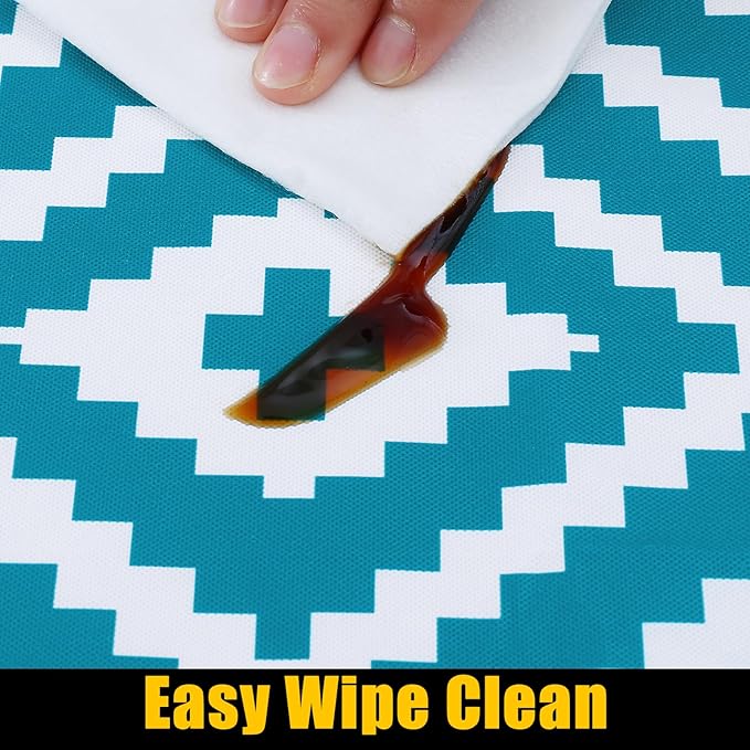 Smiry Rectangle Table Cloth Cover, Waterproof Elastic Fitted Picnic Tablecloth for 5 Foot Tables, Wipeable Flannel Backed Vinyl Tablecloths for Camping, Dining, Outdoor (Teal, 30" x 60")