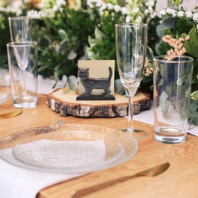 Exquisite Vintage Cast Iron Napkin Holder With Playful Standing Animal Motif - Cat Napkin Holders are suitable for kitchens, restaurants, and parties