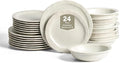 Stone Lain Oasis Stoneware 24 Piece Dinnerware Set, Home Kitchen Dish Set with Dinner Plates, Salad Plates & Bowls - Service for 8, White
