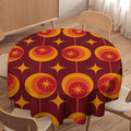 Modern Mid Century Round Tablecloth, Abstract Vintage Geometric Print Tablecloth for Home Party Dining Room Kitchen Decor 70Inch(178cm)