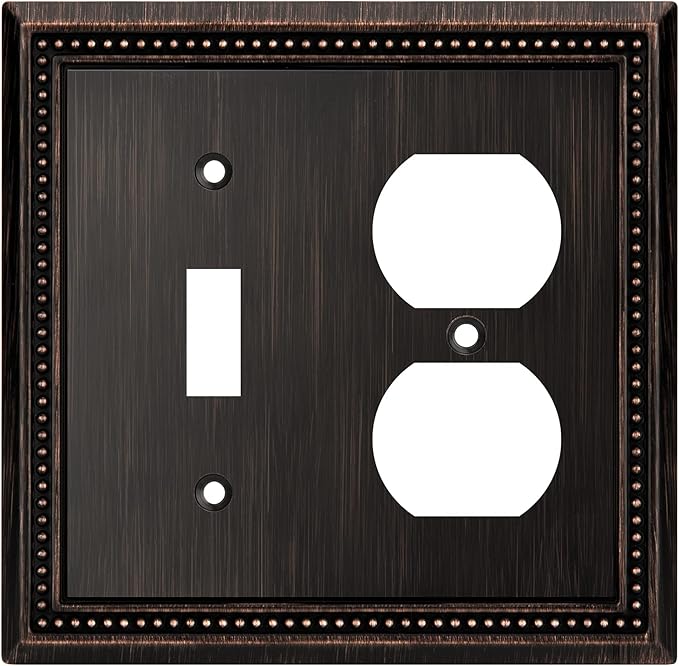 Henne Bery Sunken Pearls Decorative Wall Plate Switch Plate Outlet Cover (Toggle/Duplex, Aged Bronze)
