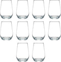 DISCOUNT PROMOS 10 Vaso Silicia Stemless Wine Glasses Set, 16 oz. - Clear, Orb-Like, Thick base - Clear