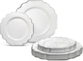 " OCCASIONS " 80 Plates Pack,(40 Guests) Heavyweight Wedding Party Disposable Plastic Plates Set -40 x 10.5'' Dinner + 40 x 8'' Salad/Dessert Plate (Imperial in White & Silver Rim)