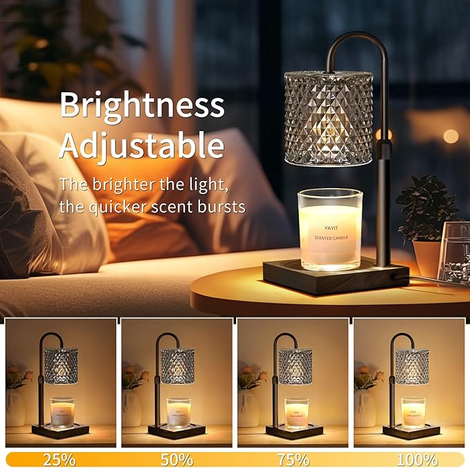 Candle Warmer Lamp with Timer Dimmer Adjustable Height, Candle Warmer with 2 Bulbs for Jar Candles, Home Decor, for Women Birthday 2 Pack