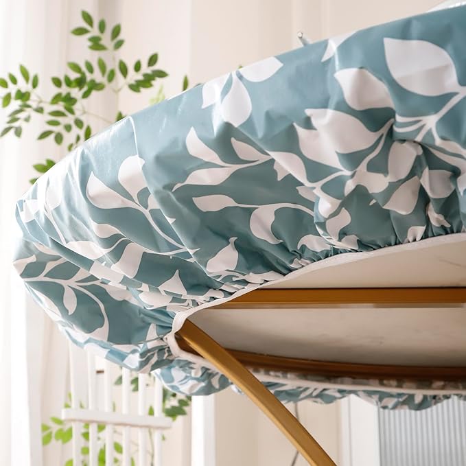 Walrus Round Vinyl Fitted Tablecloth with Flannel Backing Elastic Edge Design Table Cover Waterproof Oil-Proof PVC Table Cloth Stain-Resistant Best for 37"-44" Round