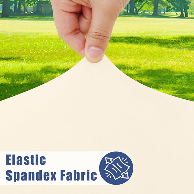 Round Spandex Tablecloth, Elastic Fitted Waterproof Tablecloths for 45"-56" Tables, Stretch Washable Picnic Table Cover for Camping, Dining, Indoor and Outdoor, Beige