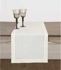 Solino Home Linen Ivory Table Runner 90 Inches Long - 100% Pure Linen Hemstitch 14 x 90 Inch Table Runner for Dining, Spring, Easter - Classic Hemstitch