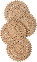 11.8" Set of 4 Round Corn Husk Placemats | Boho Woven Rattan Table Mats | Farmhouse Wicker Spring Plate Chargers Like Water Hyacinth, Seagrass for Wedding, Party, Christmas, Events