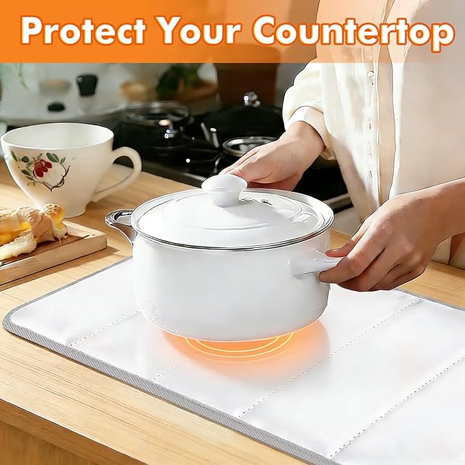 35.4×15.4 in Heat Resistant Mat for Food Warming Mats, Heat Resistant Mats for Countertop Reflects 95% of Heat, Waterproof and Oilproof Hot Pad With Non-slip Bottom for Air Fryer, Coffee Maker, Oven