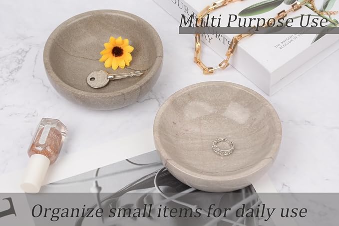Jewelry Dish,Natural Marble Jewelry Dish,Trinket Tray,Ring Holder,Key Bowl,Unique Jewelry Tray for Home Decoration,Mother's Day,Birthday and Other Holiday Gifts(Yellow Grey)