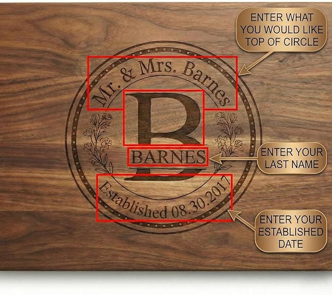 Personalized Engagement Gifts or Wedding Gifts for Couples - Custom Cutting Board Gifts for Anniversary, Unique Holiday Gift, Familiy Gift, Premium Handmade Wood Gift, or Newlywed Gift