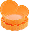 LIYH 24 Pcs Orange Plastic Plates Reusable Orange Plates Scalloped Plastic Plate for Holiday Party Dishwasher Safe Sturdy Reusable (12 Guests) Suitable for Holiday Gatherings